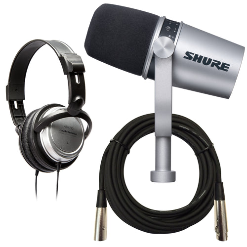 Shure MV7 Podcast Microphone - Silver BONUS PAK