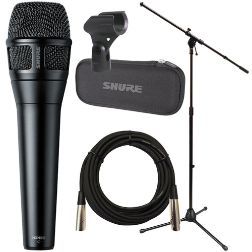 collage of everything included in the Shure NXN8/S Dynamic Super Cardiod Vocal Microphone PERFORMER PAK