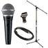 Shure PGA48 Cardioid Dynamic Vocal Microphone with 1/4" Cable PERFORMER PAK