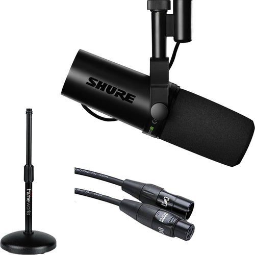 Collage image of the Shure SM7dB Dynamic Cardioid Microphone BONUS PAK