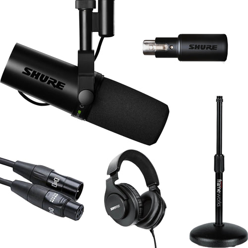 Collage image of the Shure SM7dB Dynamic Cardioid Microphone STUDIO RIG