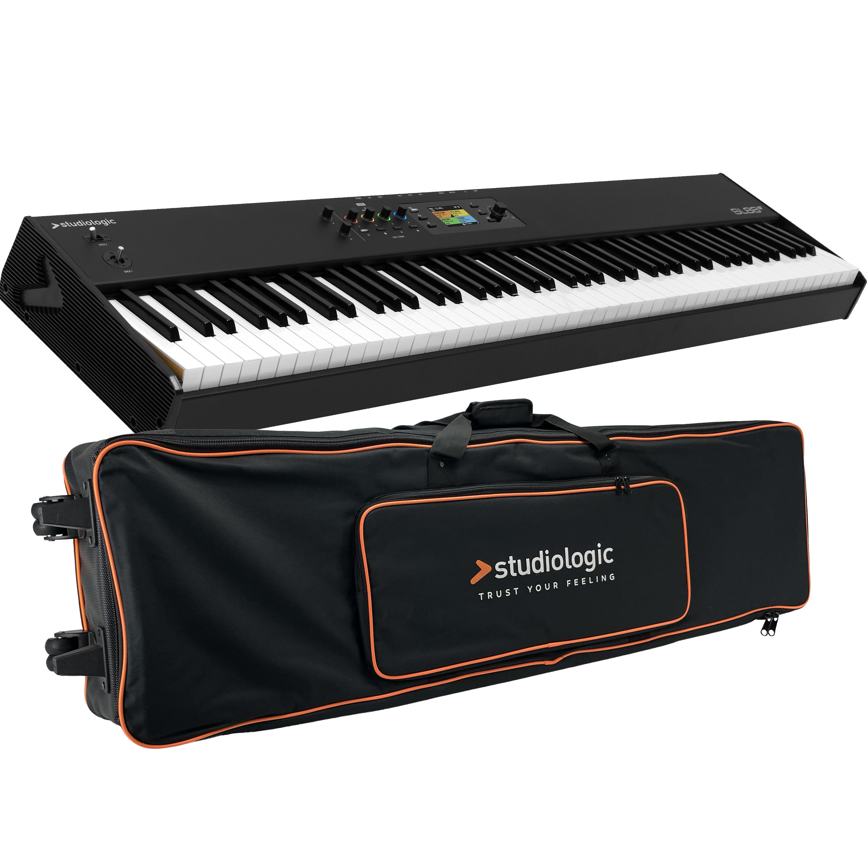 Collage showing components in Studiologic SL88 GT Mk2 MIDI Keyboard Controller CARRY BAG KIT