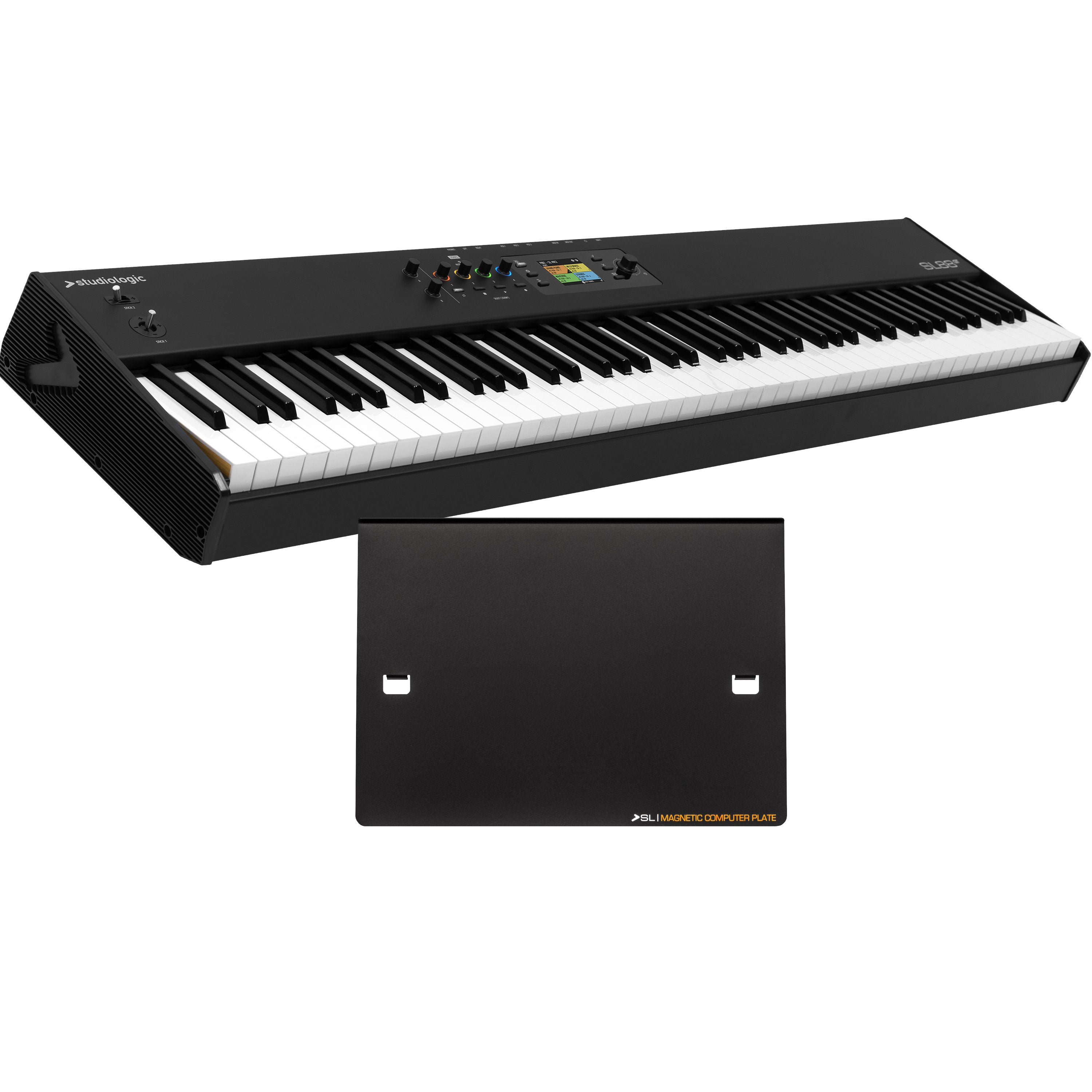 Collage showing components in Studiologic SL88 GT Mk2 MIDI Keyboard Controller MAGNETIC PLATE KIT