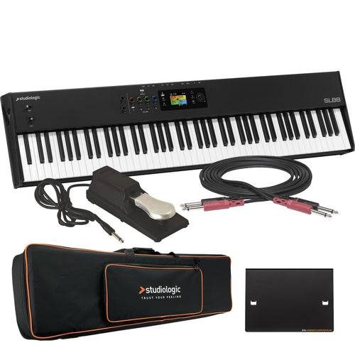 Collage showing components in Studiologic SL88 Mk2 MIDI Keyboard Controller STAGE RIG