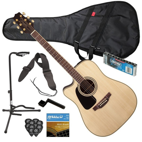 Takamine GD51CE Left-Handed Dreadnought Acoustic-Electric Guitar - Natural GUITAR ESSENTIALS BUNDLE