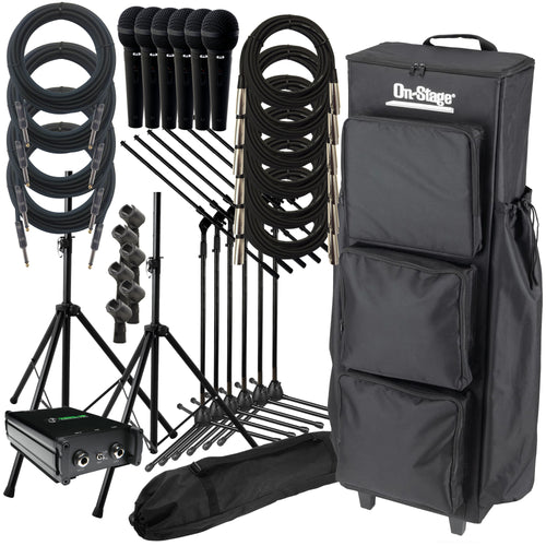 Collage of items included in On-Stage GR9000 Gig Rider Gear Bag with Wheels STAGE RIG