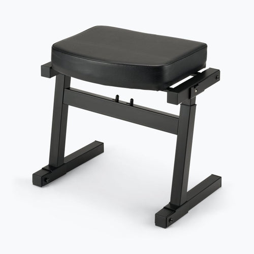 On-Stage KB9000 Foldable Keyboard Bench three-quarter view with padded black seat and Z-style legs