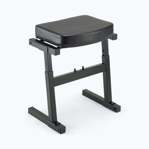On-Stage KB9000 keyboard bench three-quarter view highlighting the adjustable legs and cross brace
