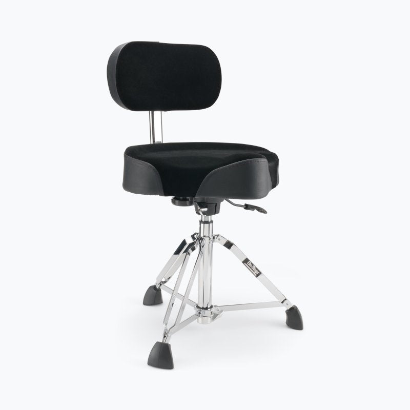 On-Stage MDT6 drum throne front three-quarter view with contoured saddle seat and back rest