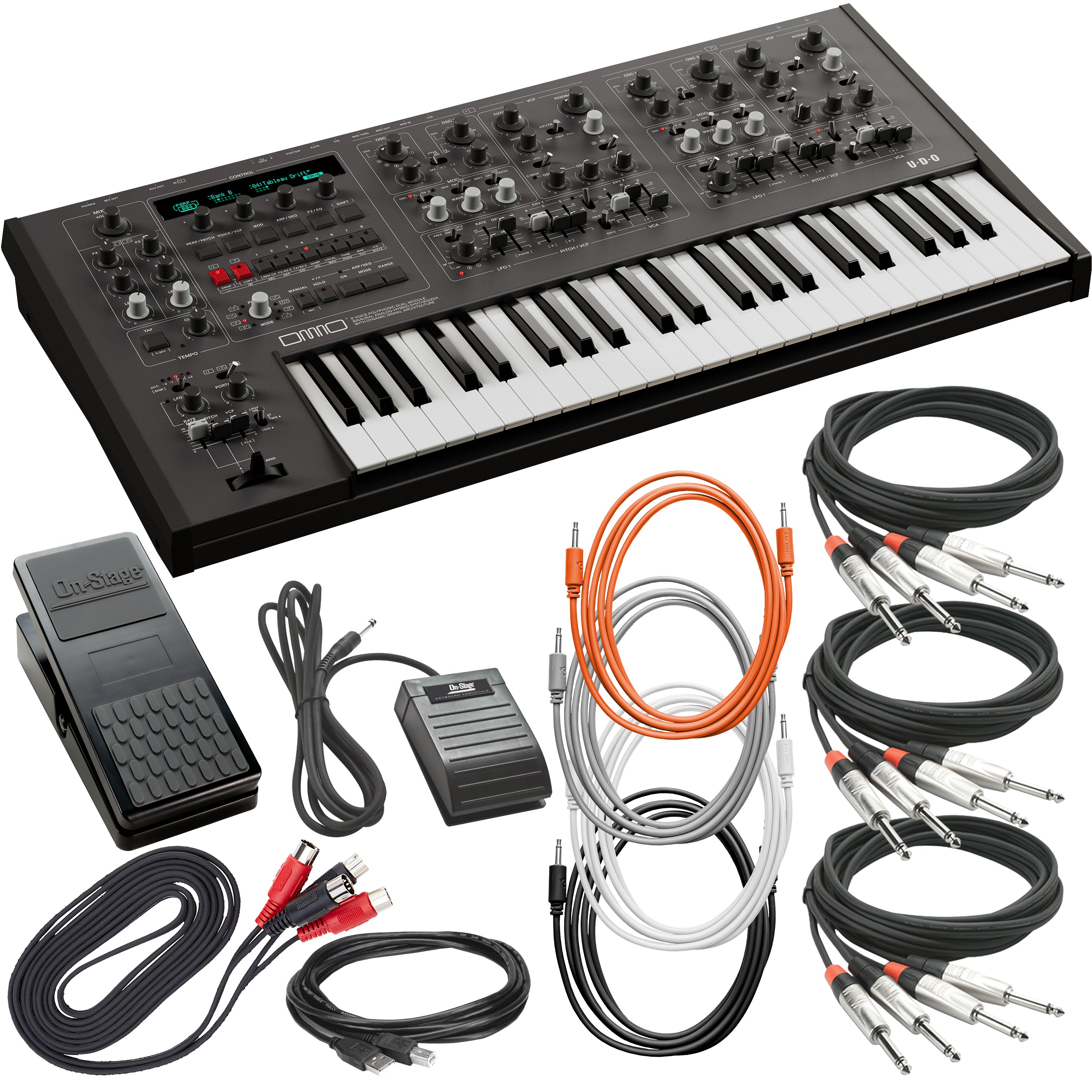 UDO Audio DMNO 8-Voice Polyphonic Keyboard Synthesizer - Black CABLE KIT
