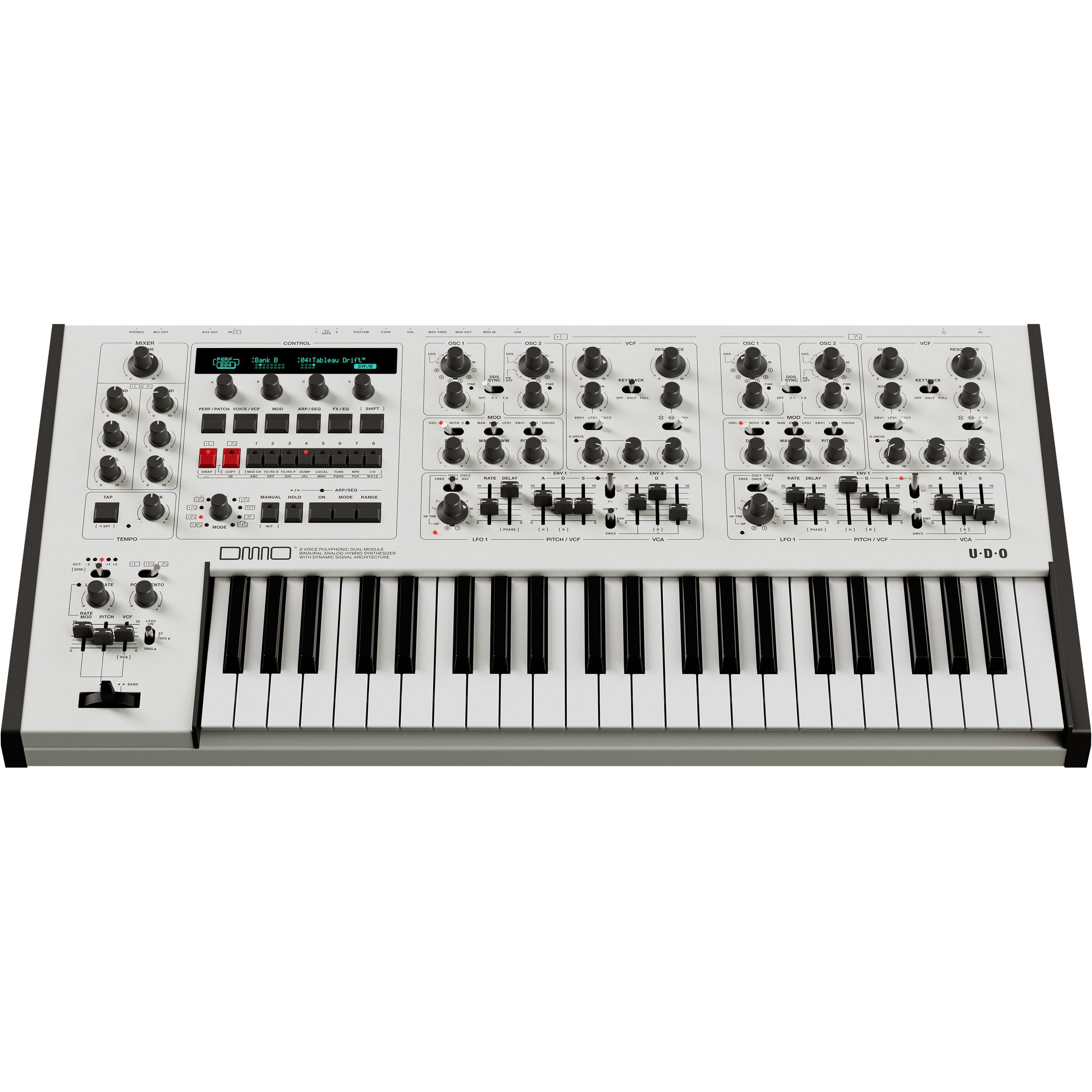 UDO Audio DMNO 8-Voice Polyphonic Keyboard Synthesizer - White View 3