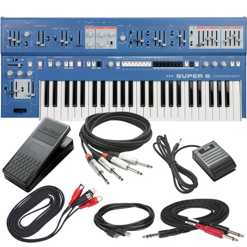 UDO Audio Super 6 12-Voice Polyphonic Keyboard Synthesizer - Blue CABLE KIT