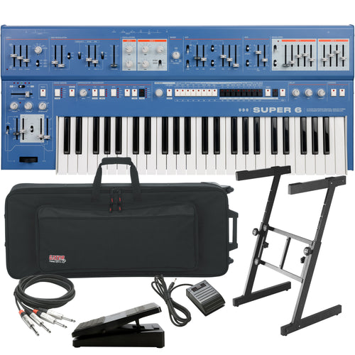 UDO Audio Super 6 12-Voice Polyphonic Keyboard Synthesizer - Blue STAGE RIG