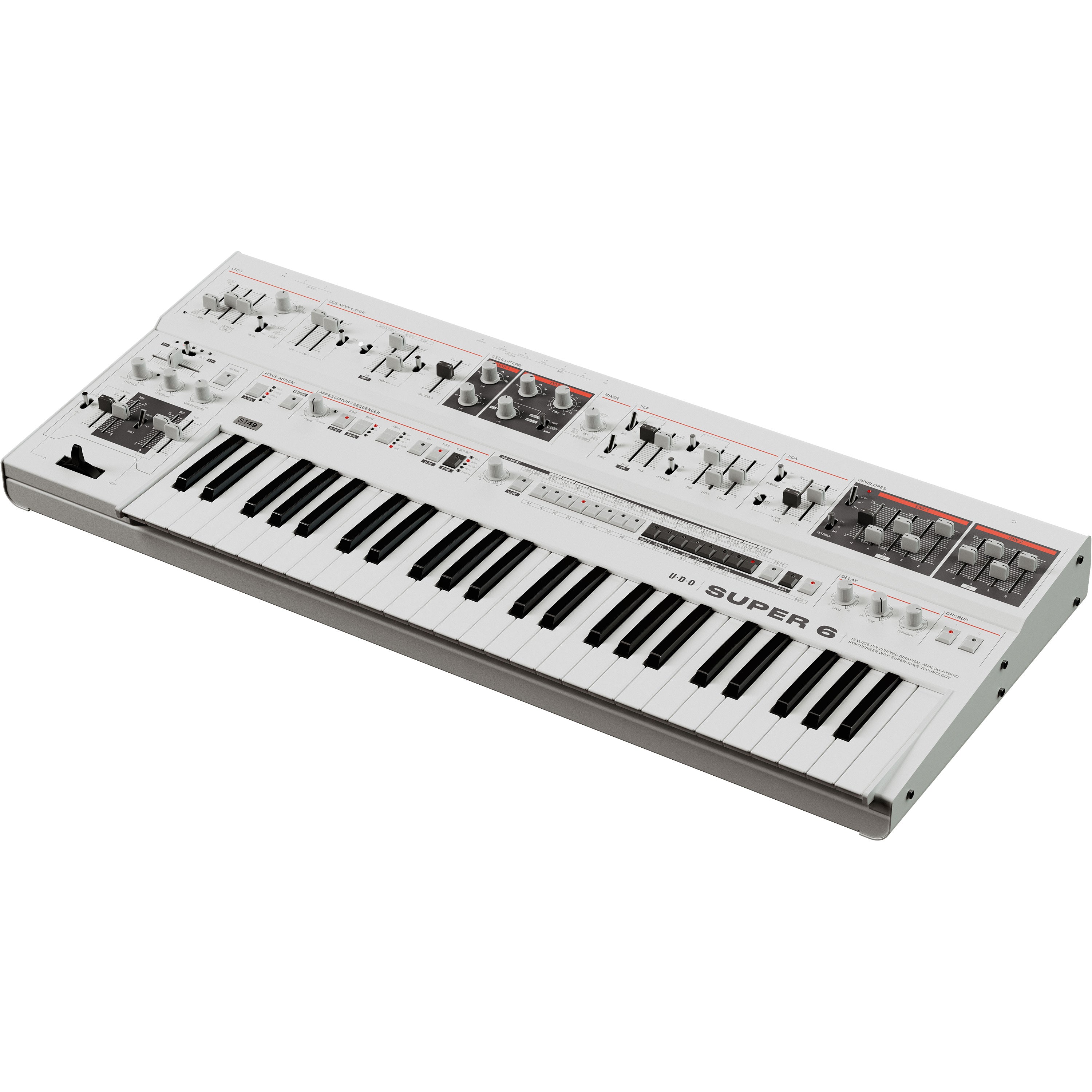 UDO Audio Super 6 ST49 12-Voice Keyboard Synthesizer - White View 5