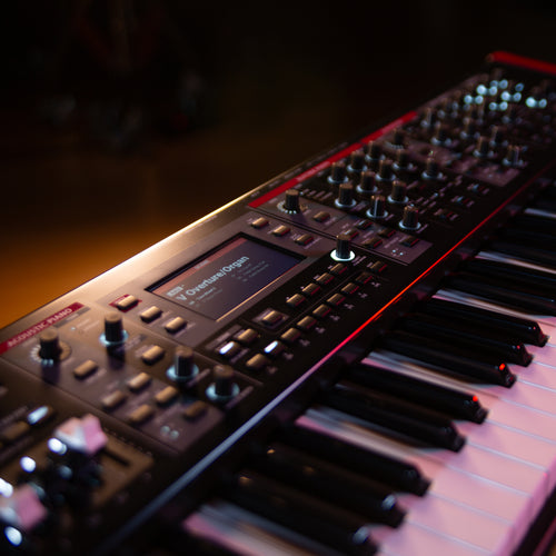 Close up of a Roland V-Stage 76 Stage Piano in a studio setting