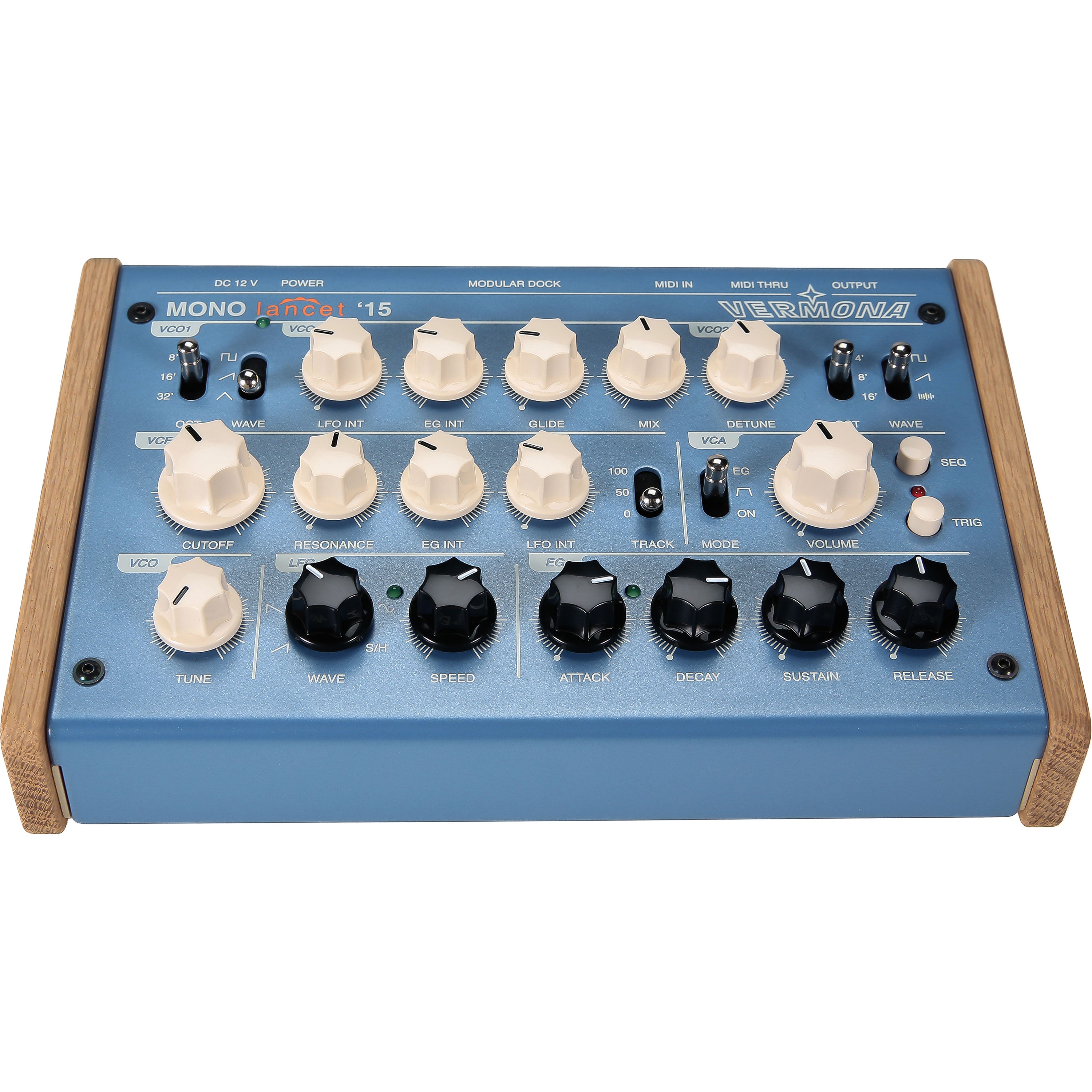 Vermona Mono Lancet '15 Monophonic Analog Desktop Synthesizer - Blue View 4