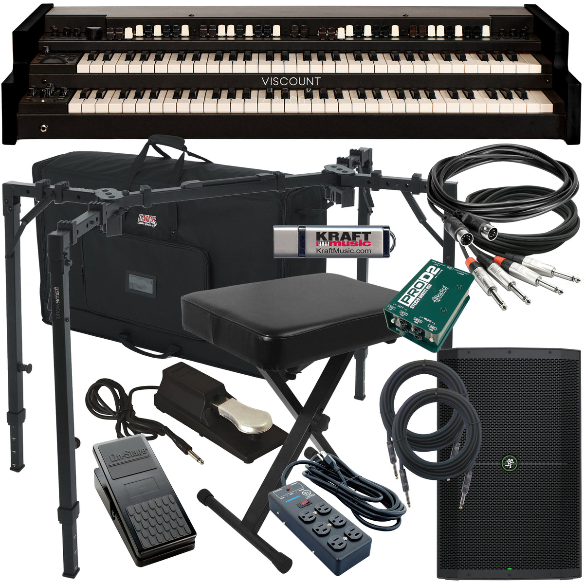 Viscount Legend 261 Dual-Manual Organ - Black COMPLETE STAGE BUNDLE