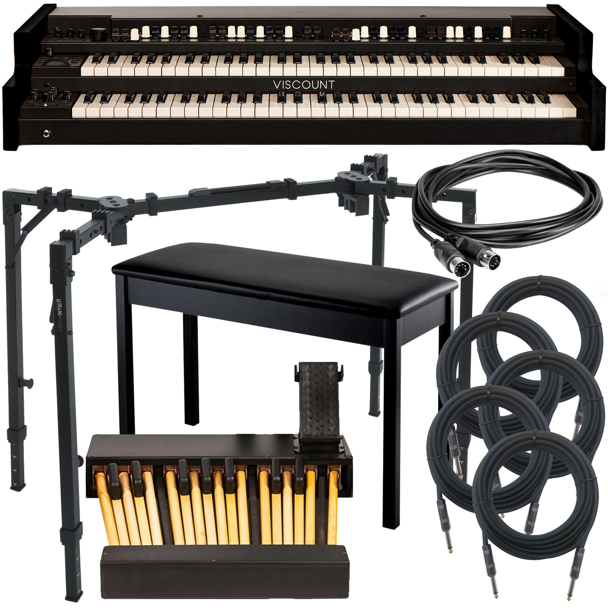 Viscount Legend 261 Dual-Manual Organ - Black PEDAL ESSENTIALS BUNDLE