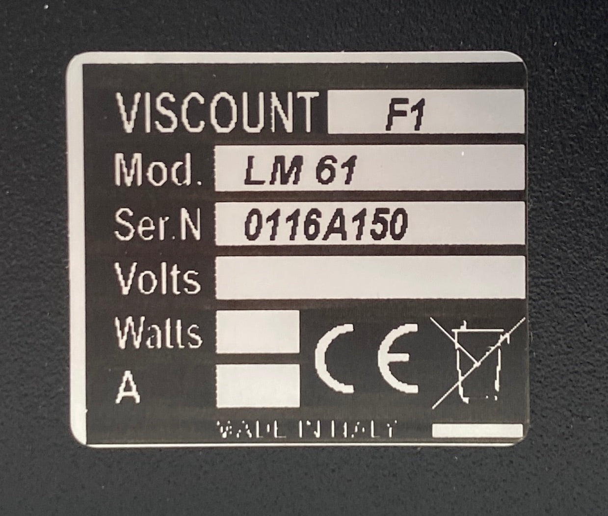 Viscount Legend LM 61 Lower Manual for Legend One (Demo)