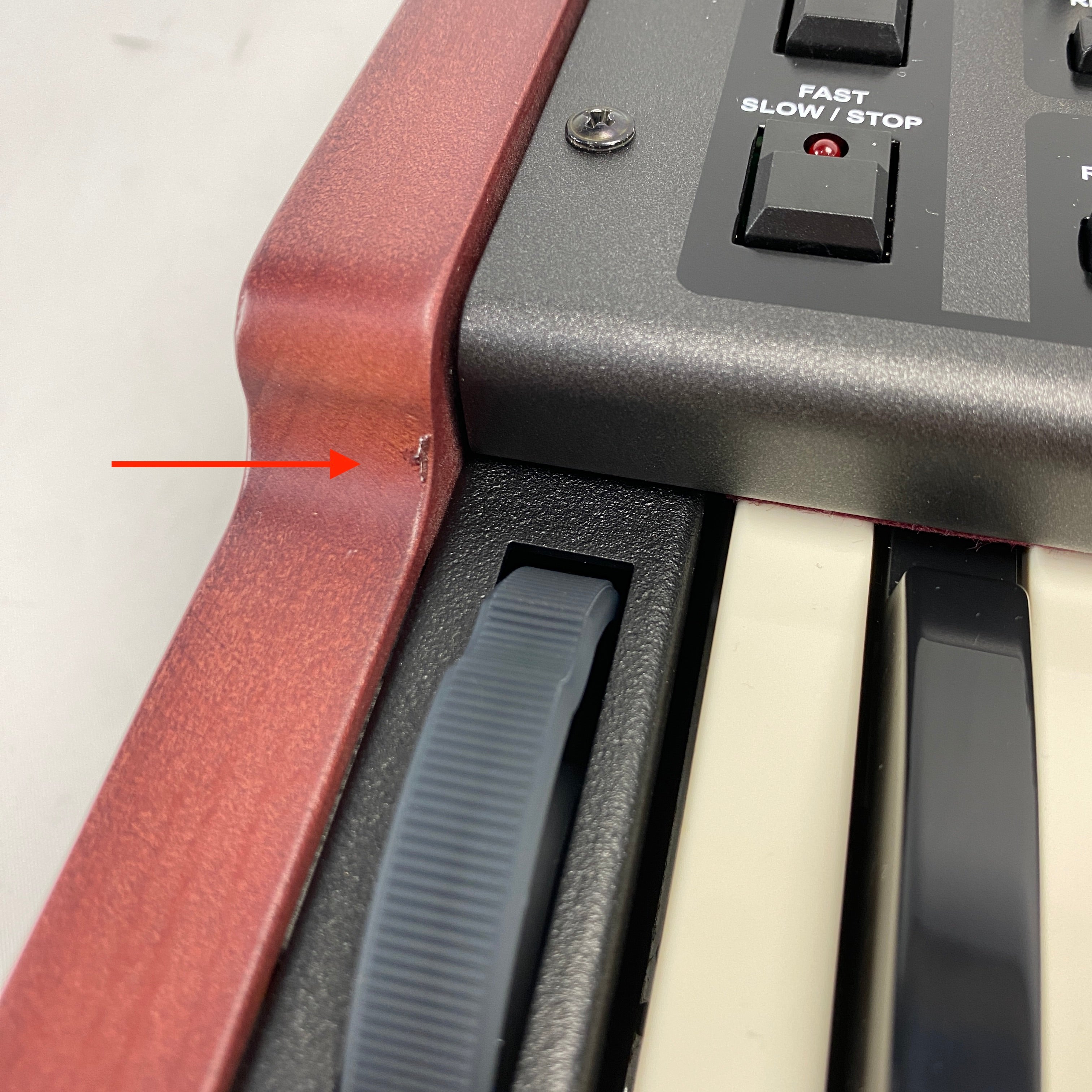 small blemish in left side panel of Viscount Legend One 61 Stage Keyboard 