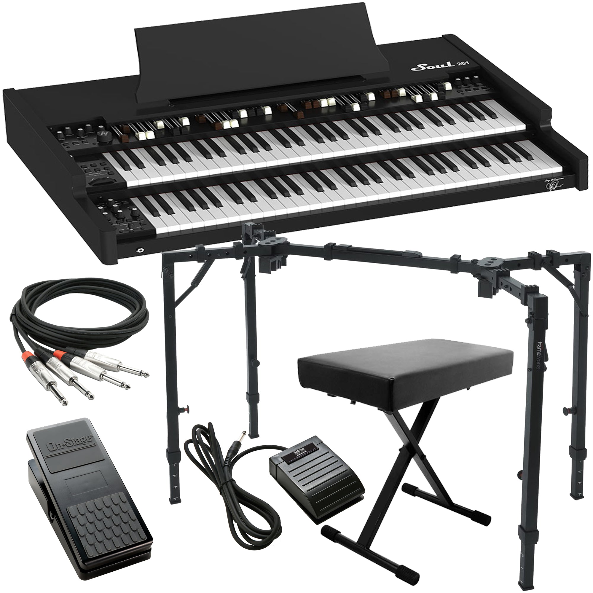 Viscount Legend SOUL 261 Digital Tonewheel Organ - Black KEY ESSENTIALS BUNDLE