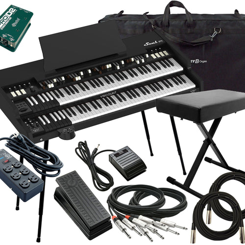 Collage image of the Viscount Legend SOUL 273 Digital Tonewheel Organ - Black STAGE KIT