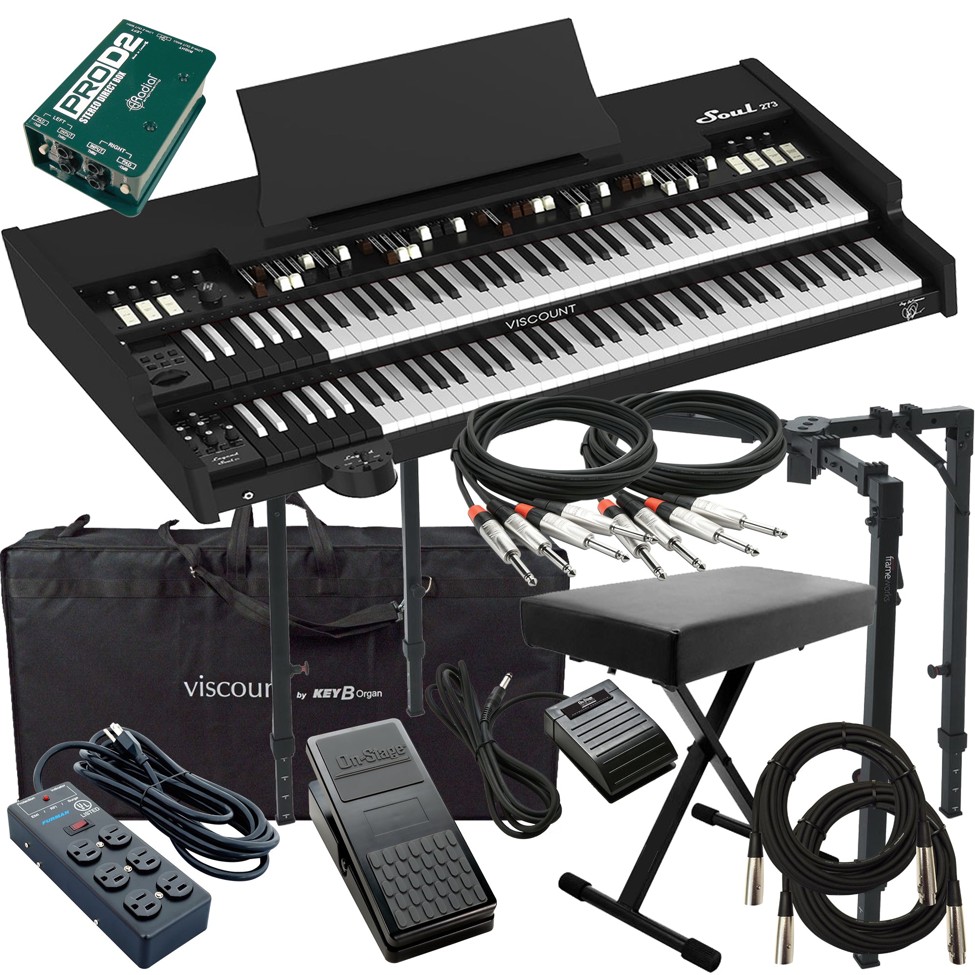 Viscount Legend SOUL 273 Digital Tonewheel Organ - Black STAGE KIT