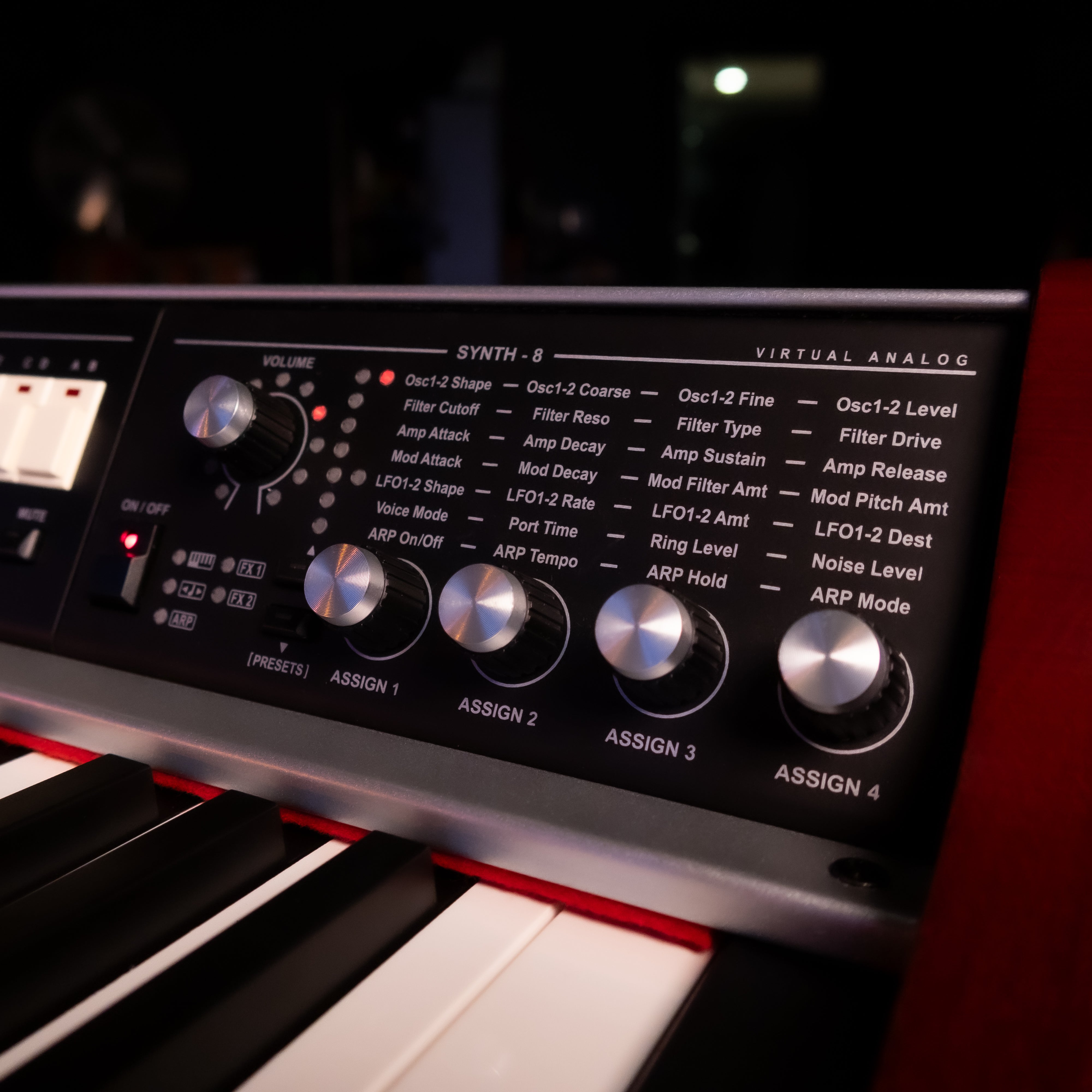 Viscount Legend '70s Synth-8 Virtual Analog Sound Module installed in a Viscount Legend '70s MKII Compact 73-key Modular Stage Piano angle view