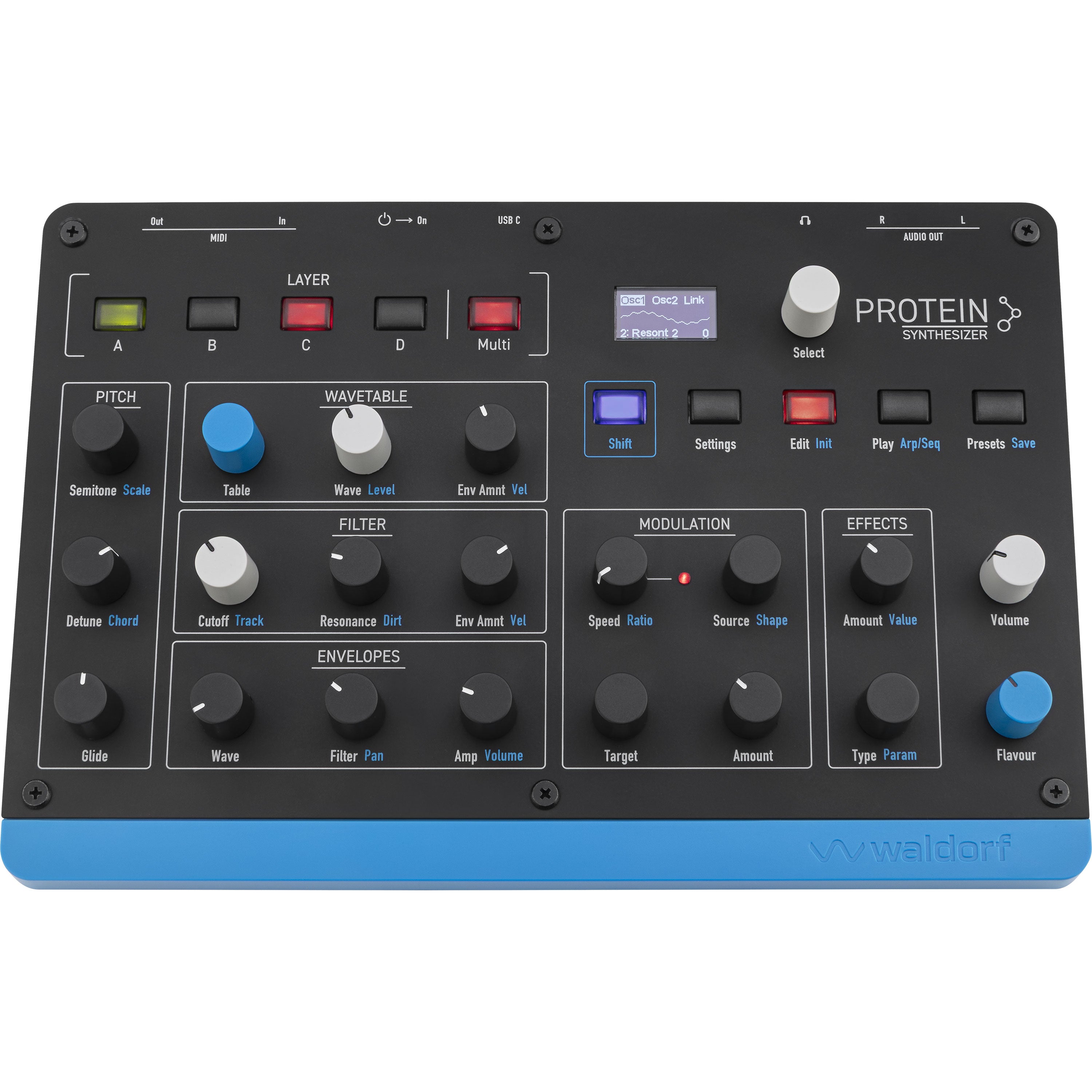 Waldorf Protein 8-Voice Desktop Wavetable Synthesizer View 1