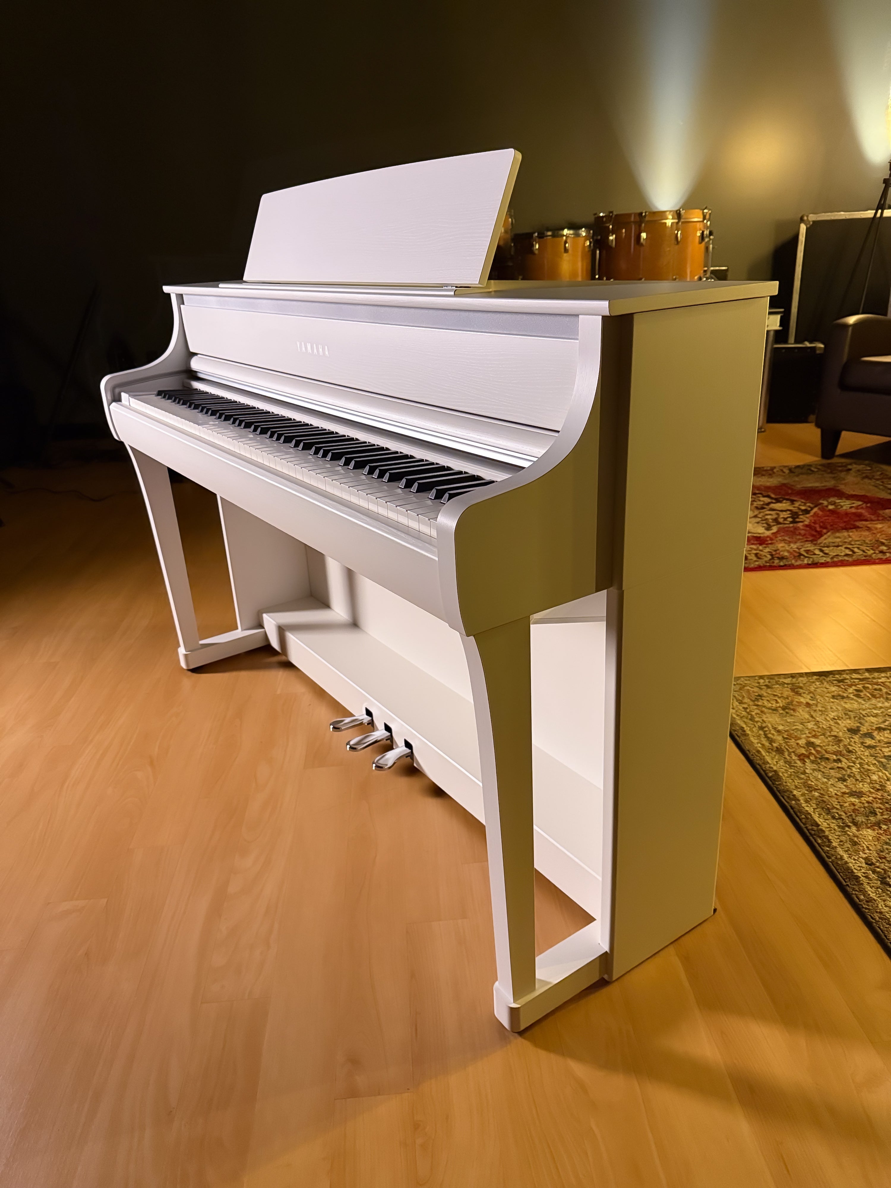 White digital piano in fancy room