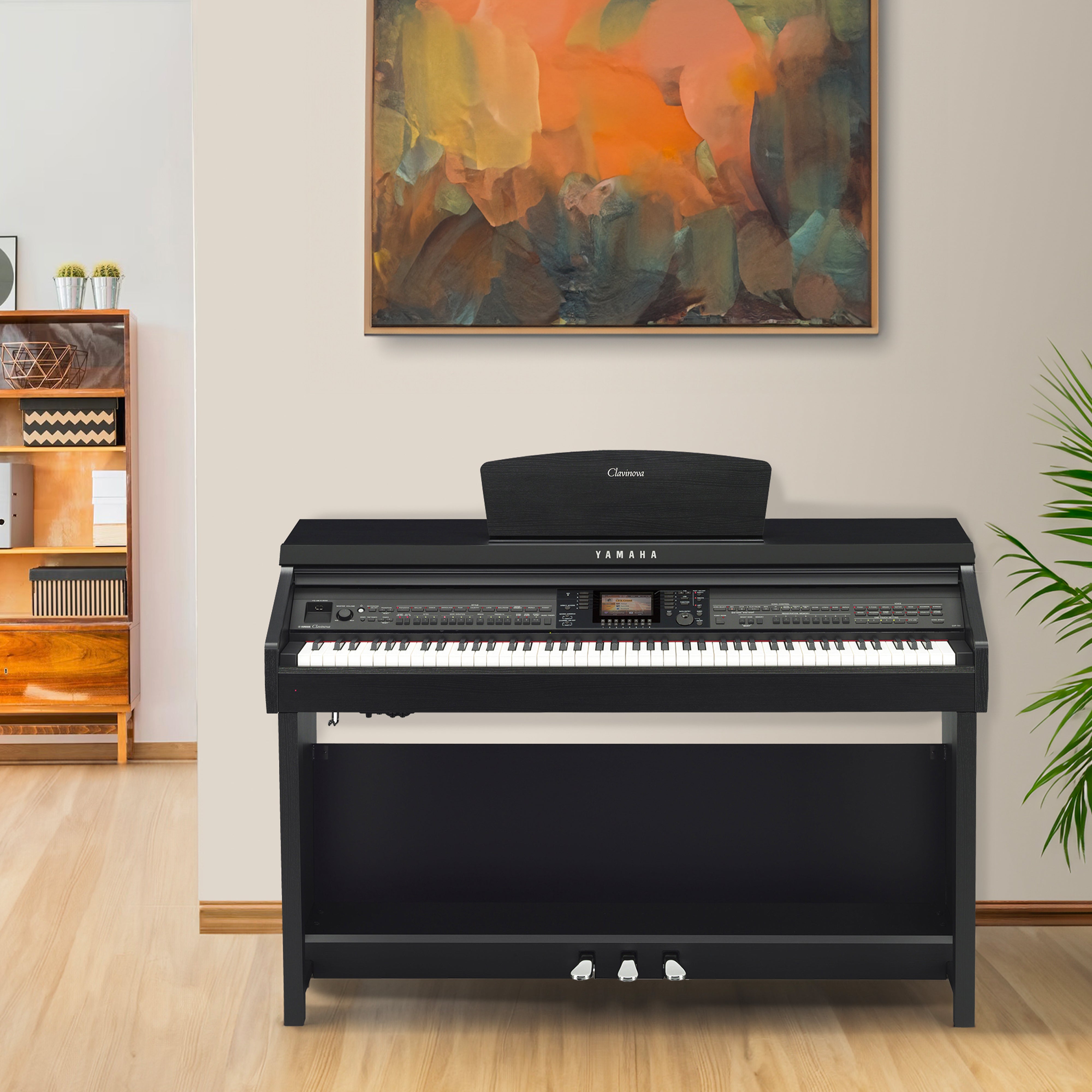 Yamaha Clavinova CVP-701 Digital Piano - Matte Black - in a stylish living space