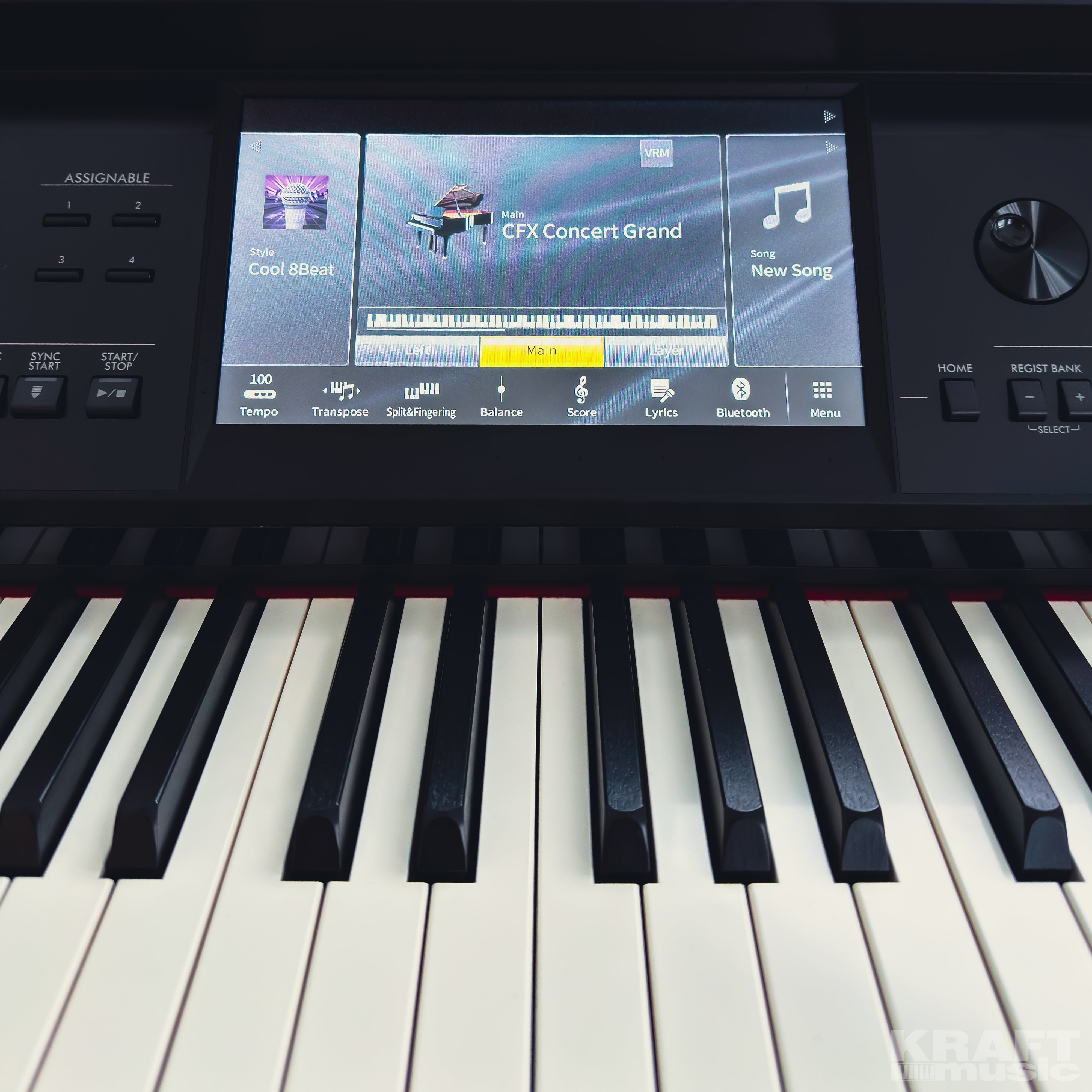 Yamaha Clavinova CVP-909 Digital Piano - Matte Black - controls view 2 with LED screen