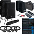 Collage image of the Yamaha DXR12 MKII Powered PA Speaker COMPLETE AUDIO BUNDLE