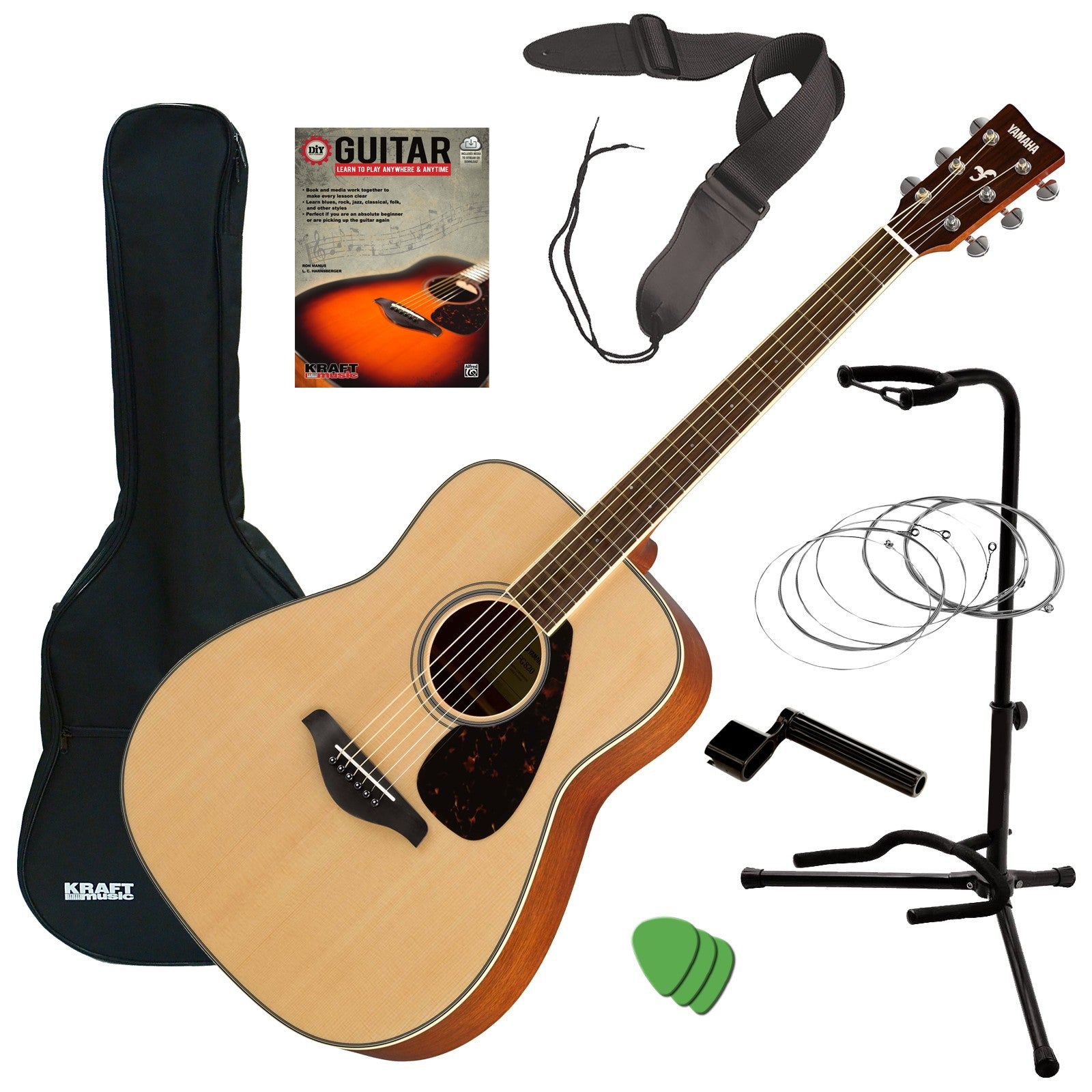 Yamaha FG820 Acoustic Guitar - Natural GUITAR ESSENTIALS BUNDLE