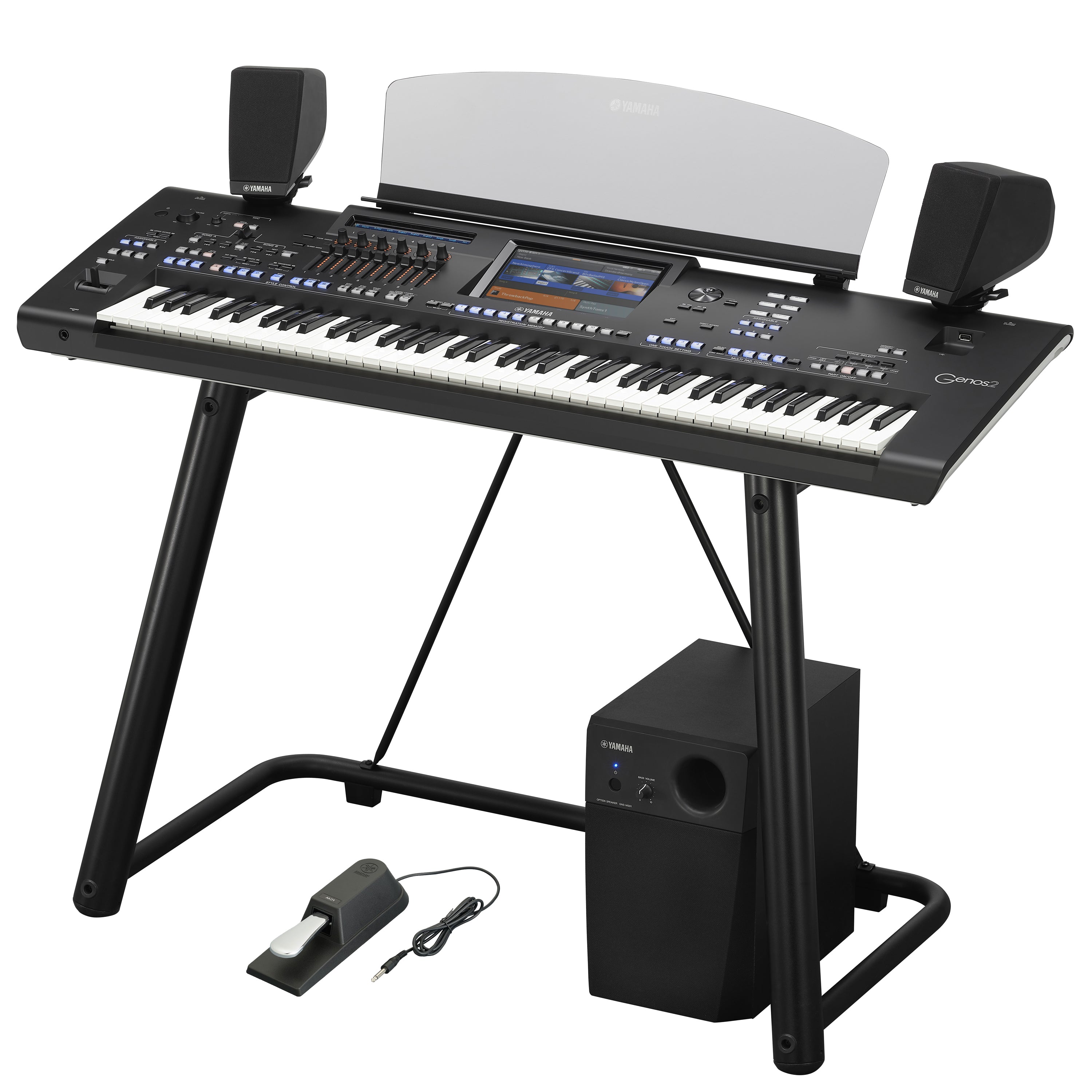 Yamaha Genos2 Arranger Workstation with GNS-MS01 Speaker System and L-7B Stand