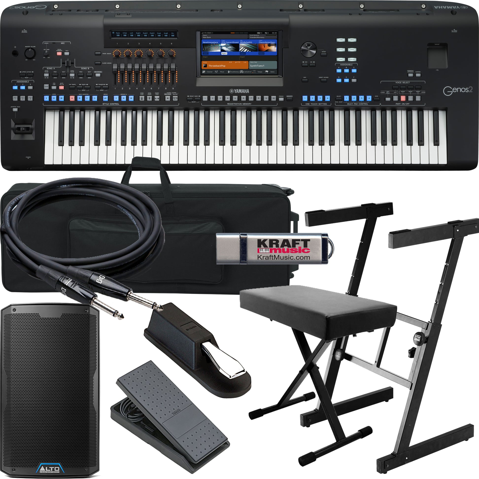 Yamaha Genos2 76-key Arranger Workstation Keyboard STAGE RIG – Kraft Music