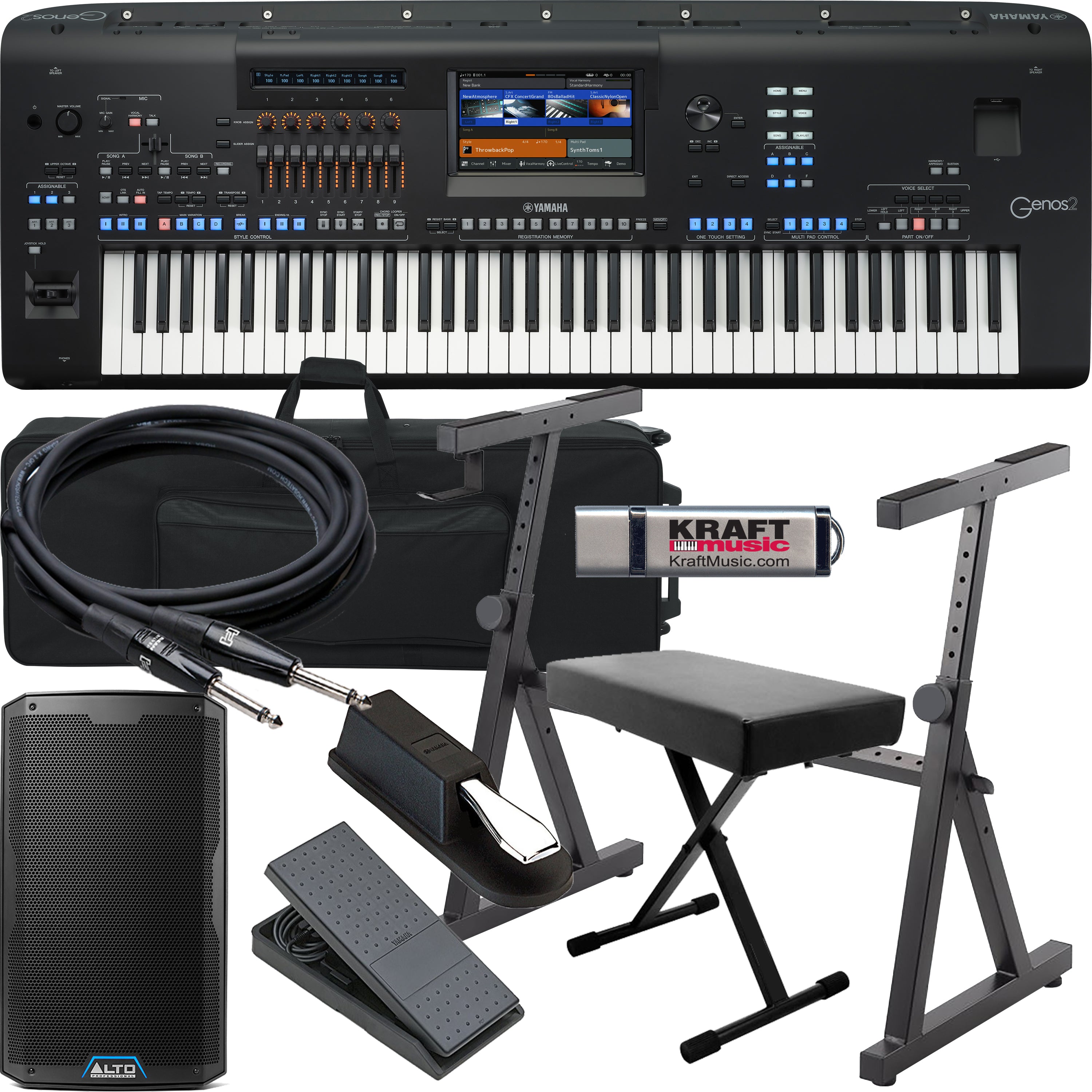 Yamaha Genos2 76-key Arranger Workstation Keyboard STAGE RIG