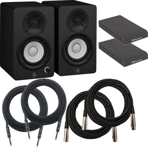 Collage image of the Yamaha HS3B 3.5" Powered Studio Monitors (Pair) - Black STUDIO PAK