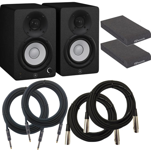 Collage image of the Yamaha HS4B 4.5" Powered Studio Monitors (Pair) - Black STUDIO PAK