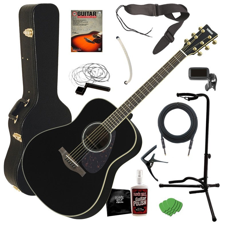 Yamaha LL6 ARE Acoustic Guitar - Black COMPLETE GUITAR BUNDLE