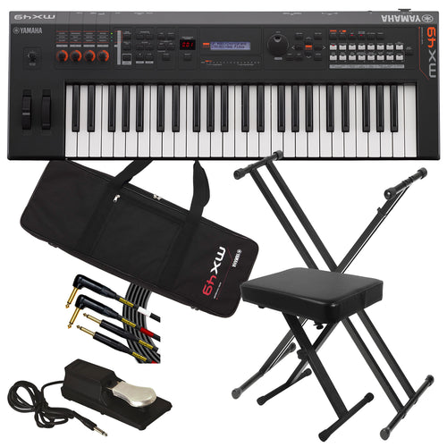 Yamaha MX49 Music Synthesizer - Black STAGE ESSENTIALS BUNDLE