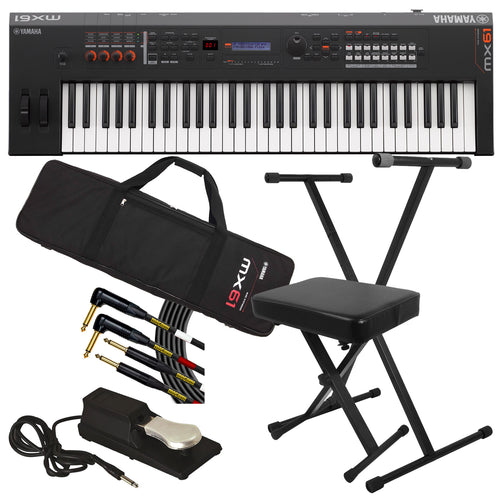 Yamaha MX61 Music Synthesizer - Black STAGE ESSENTIALS BUNDLE