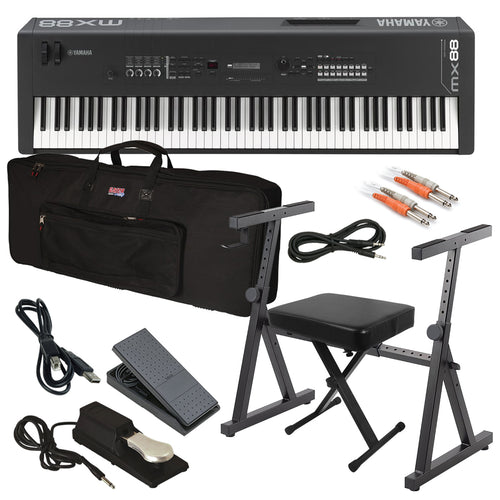 Yamaha MX88 Music Synthesizer - Black STAGE ESSENTIALS BUNDLE