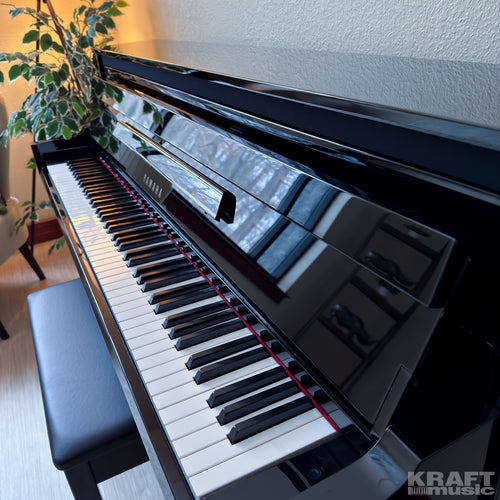 Yamaha AvantGrand NU1XA Hybrid Piano - Polished Ebony - key cover up and music rest up