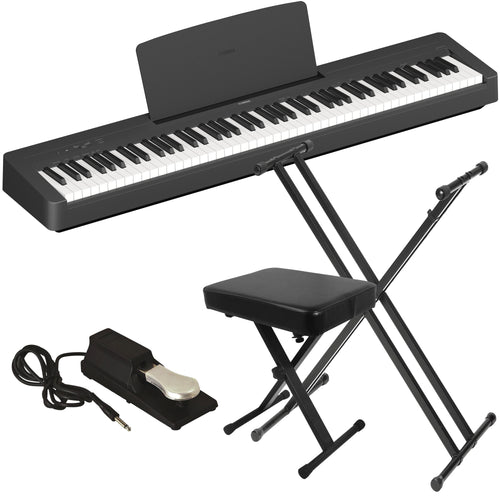 Yamaha P-143 Digital Piano - Black KEY ESSENTIALS BUNDLE