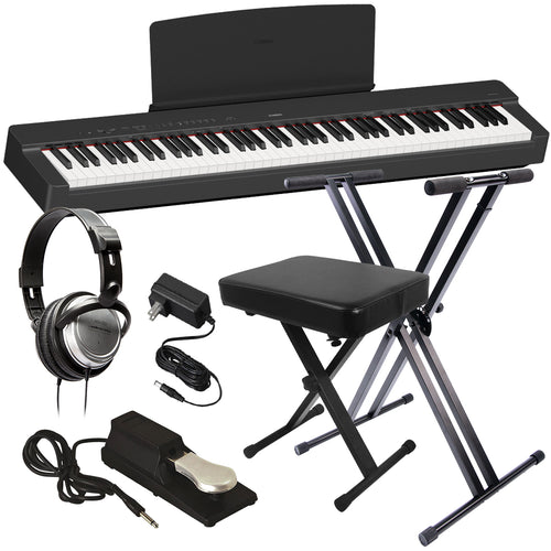 Yamaha P-225 Digital Piano - Black KEY ESSENTIALS BUNDLE