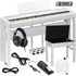 Collage image of the Yamaha P-525 Digital Piano - White COMPLETE HOME BUNDLE