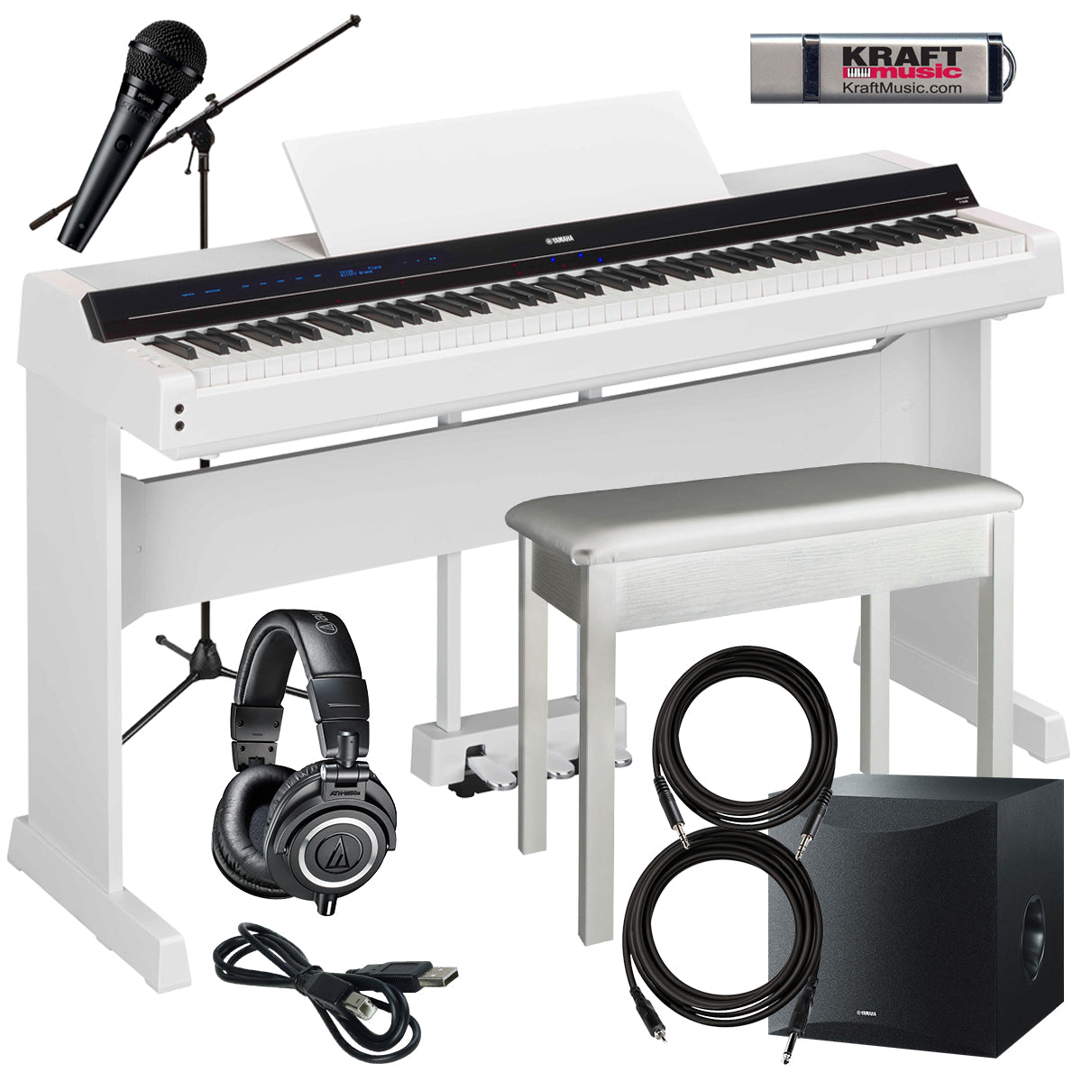 Yamaha P-S500 Digital Piano - White COMPLETE HOME BUNDLE PLUS