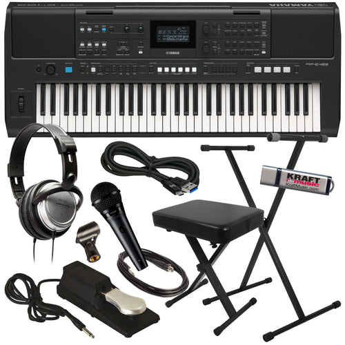Yamaha PSRE483 61-Note Portable Keyboard COMPLETE HOME BUNDLE