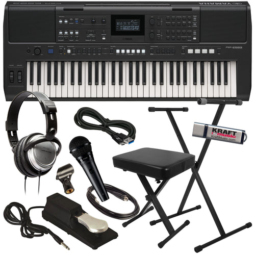 Yamaha PSRE583 61-Note Portable Keyboard COMPLETE HOME BUNDLE